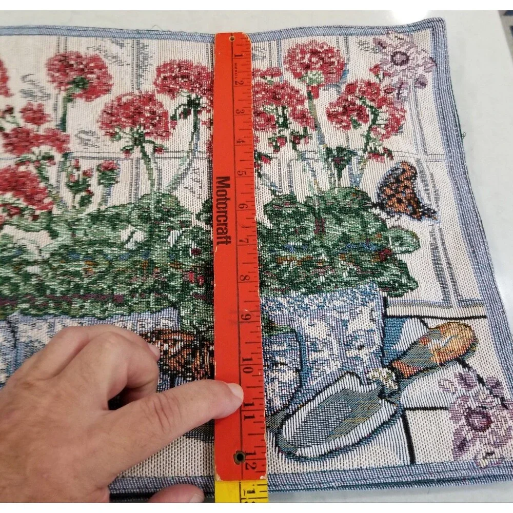 Vintage Garden Floral Butterfly Placemats Set of 4 18x13 Cottagecore Decor